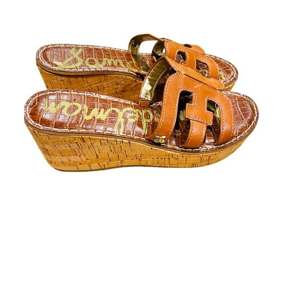 Sam Edelman Regis Leather Cork Wedges with Round Toe Size 8 - Picture 4 of 8